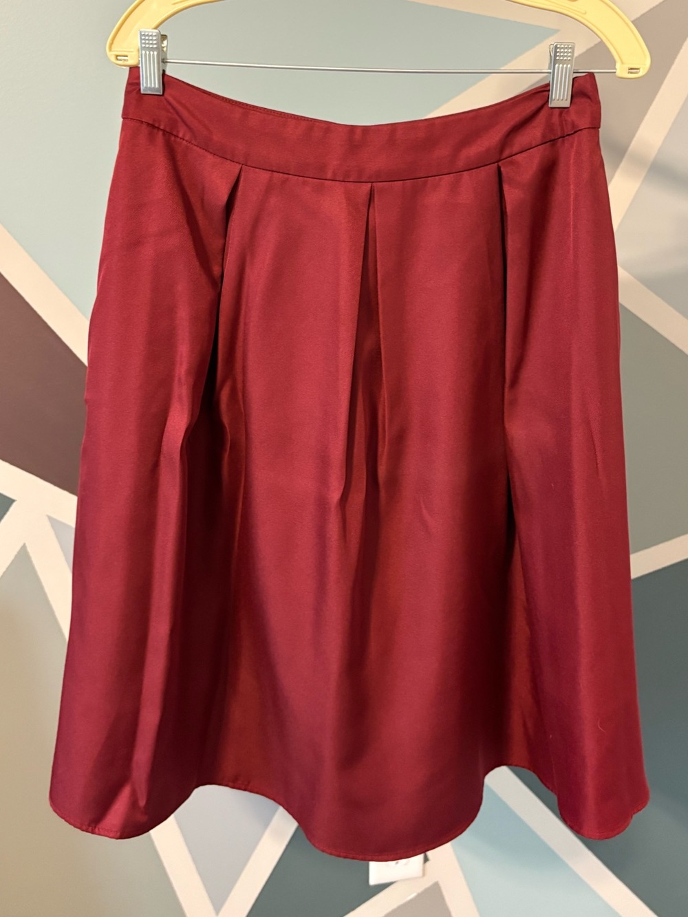 Pleated Midi Skirt in Deep Burgundy